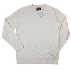 Alesbury Mens Cream Cotton Crewneck Sweater Long Sleeve Knit Size M NWT
